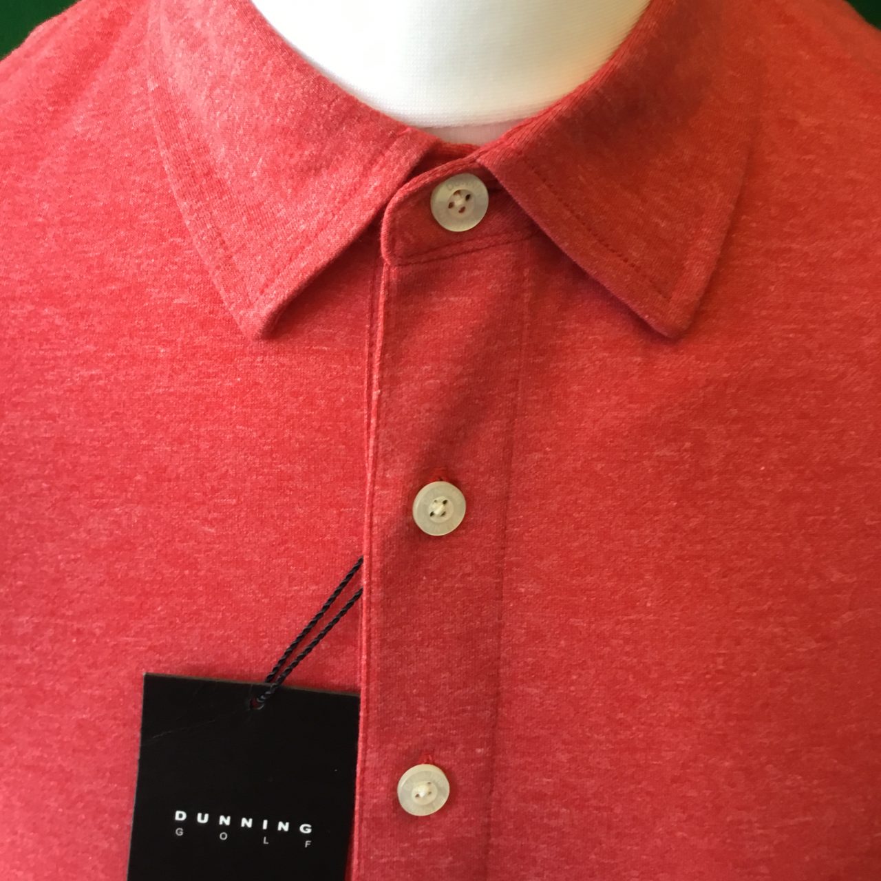 Mens Dunning Short Sleeved Deep Coral Golf Polo Shirt- Small 38-40" - Image 3