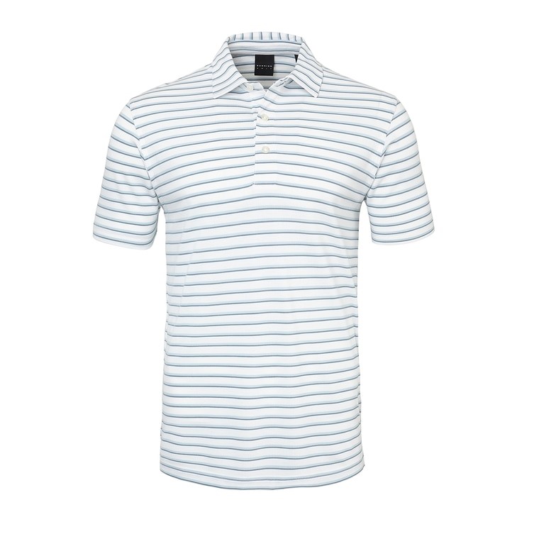 Mens Dunning Short Sleeved Striped Pique Golf Polo Shirt- Small 40-42"