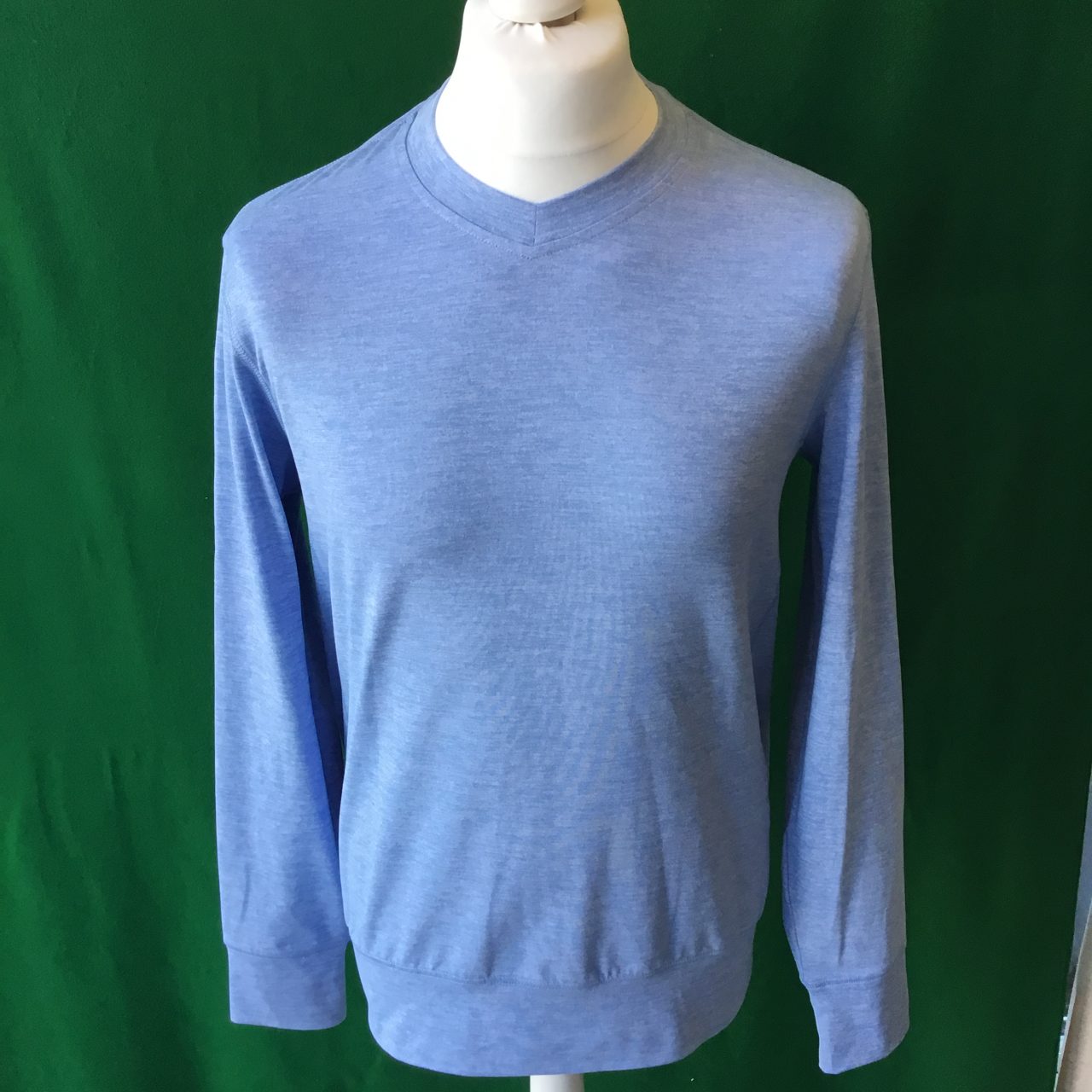 Mens Dunning Taagan Long Sleeved V-Neck Vapour Blue Golf Fleece - Small 40-42"