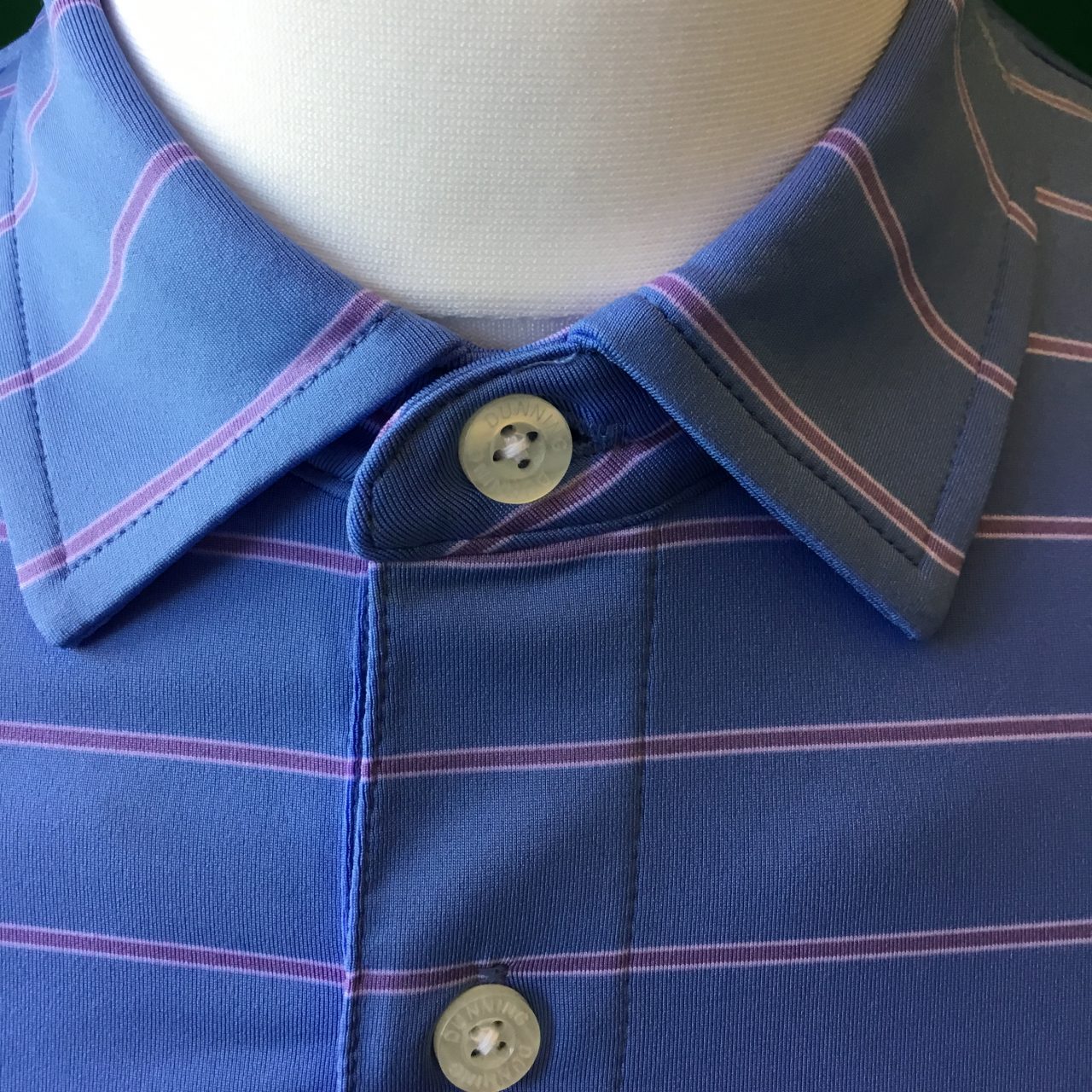 Mens Dunning Short Sleeved Striped Golf Polo Shirt- Small 40-42" - Image 2