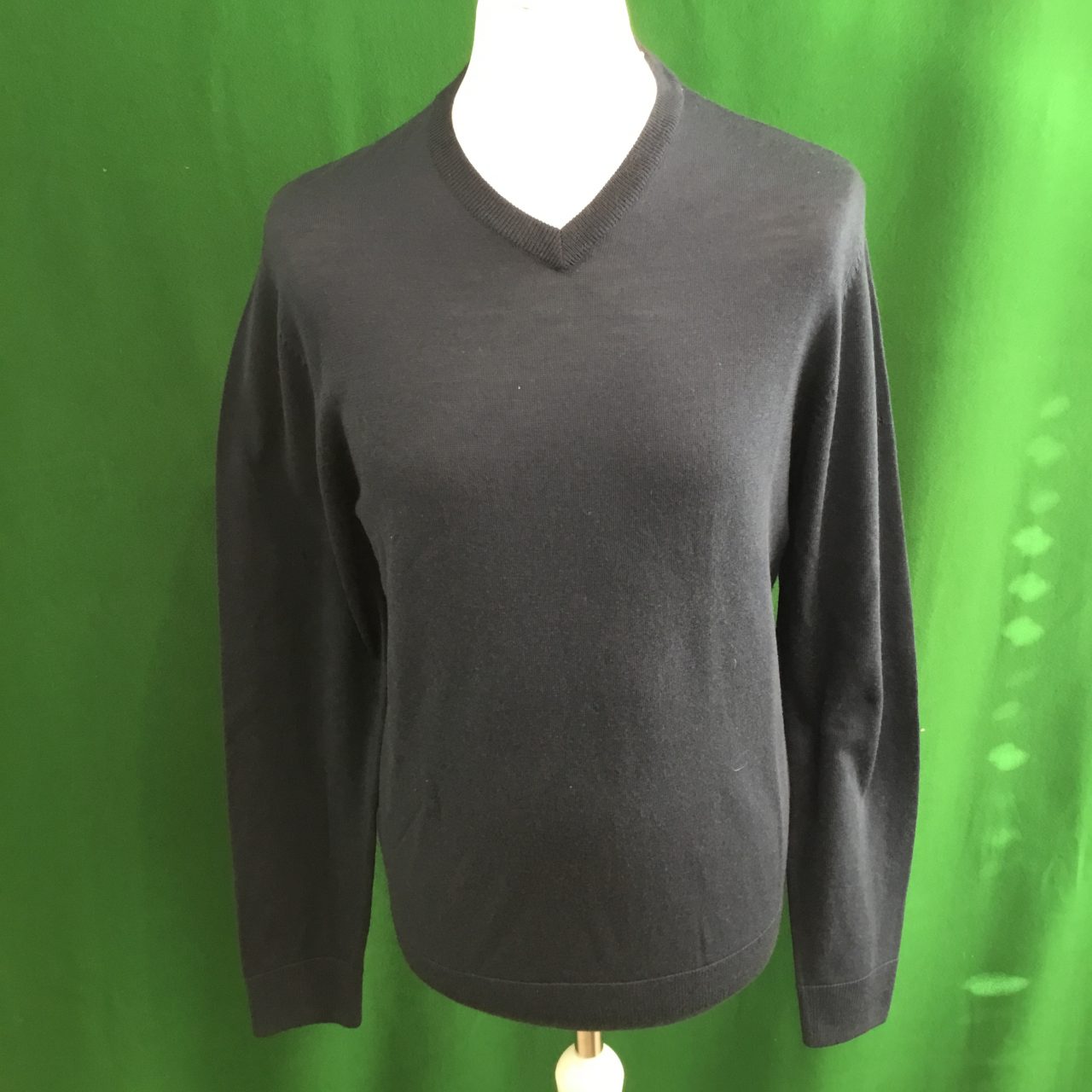 Mens Dunning Merino Wool V-Neck Navy Sweater - Medium 40-42"