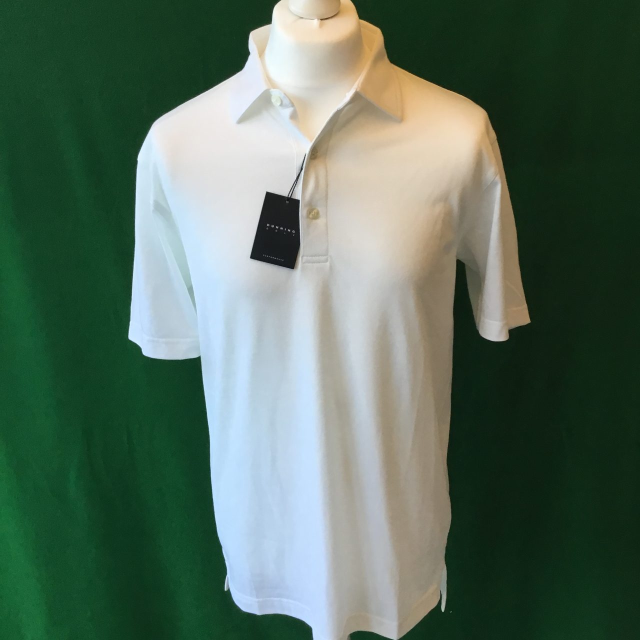 Mens Dunning Short Sleeved White Golf Polo Shirt- Medium 40-42"