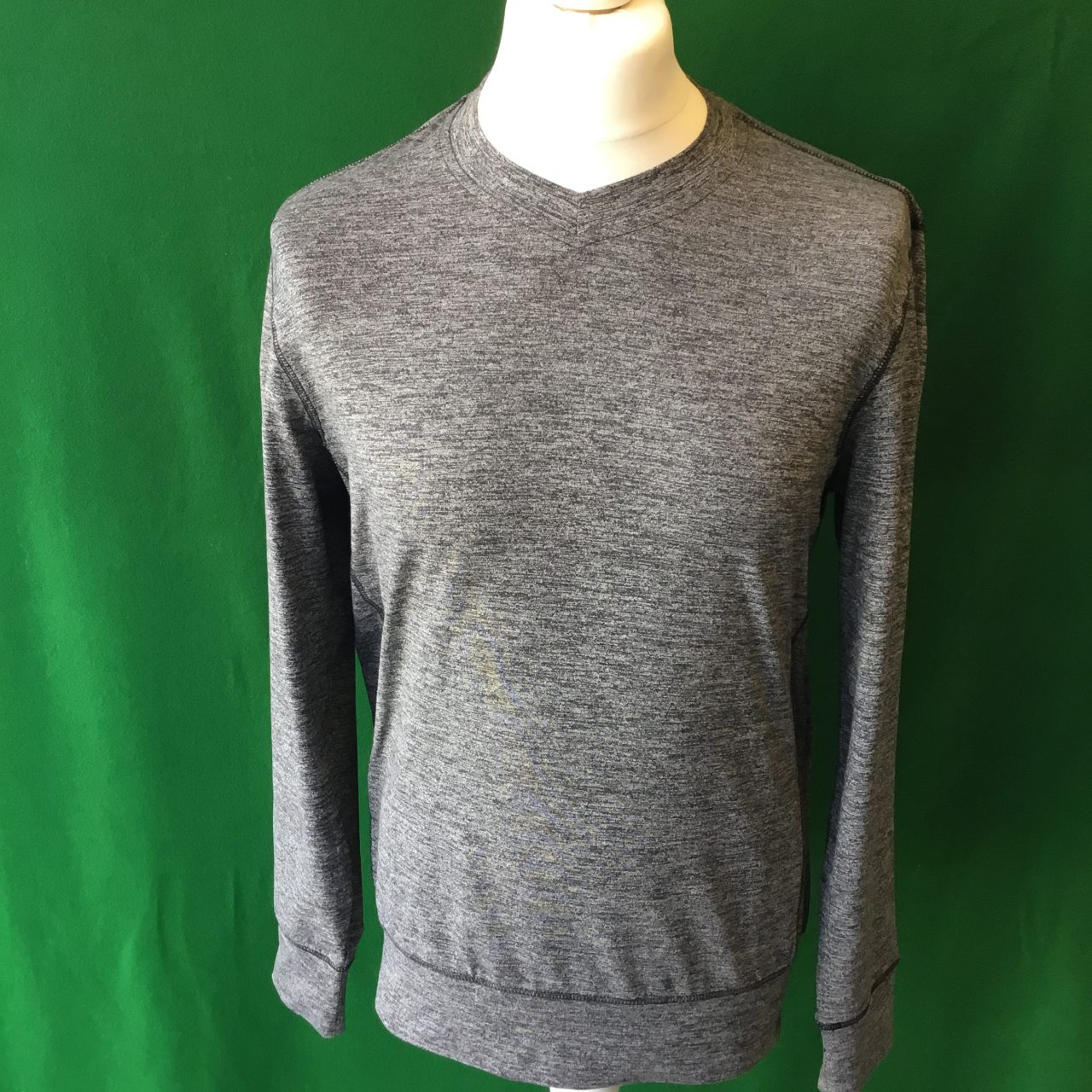 Mens Dunning Taagan Long Sleeved V-Neck Black Heather Fleece - Small 40-42"