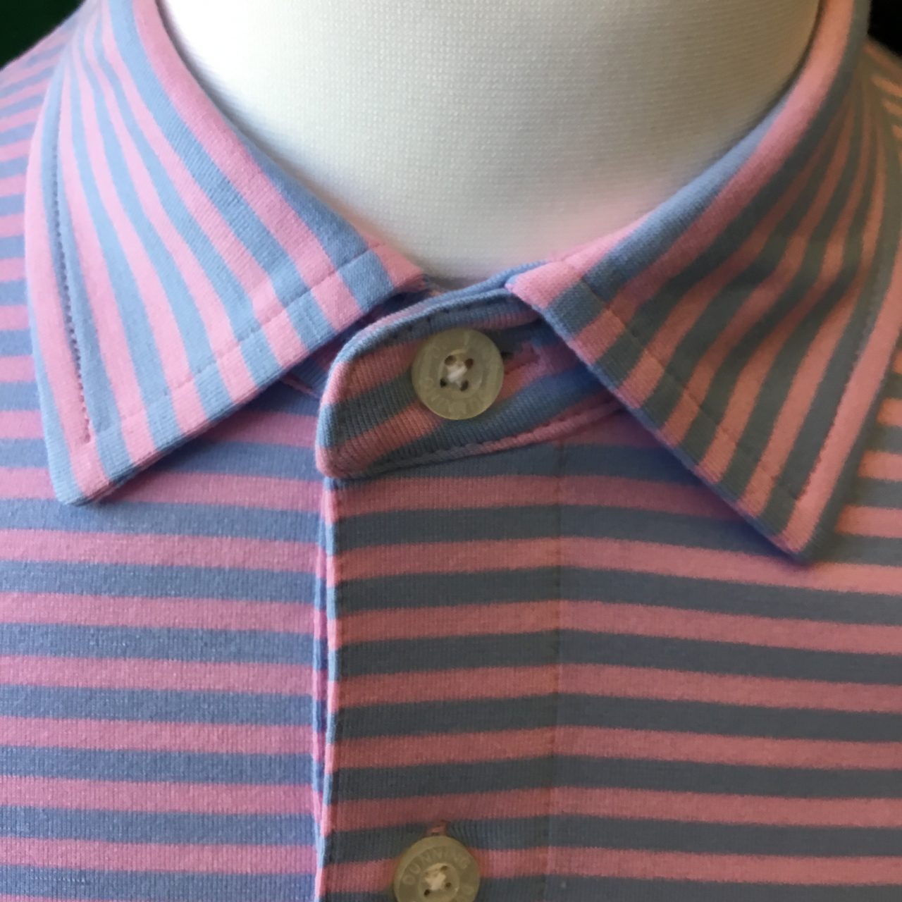 Mens Dunning Short Sleeved Striped Golf Polo Shirt- Small 40-42" - Image 2