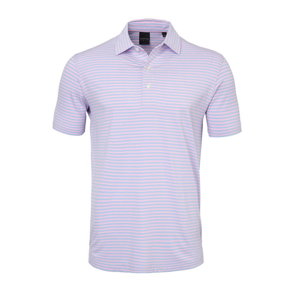 Mens Dunning Short Sleeved Striped Golf Polo Shirt- Small 40-42"