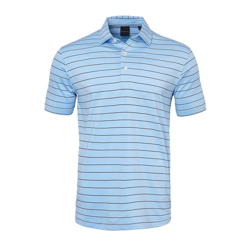 Mens Dunning Short Sleeved Striped Golf Polo Shirt- Small 40-42"