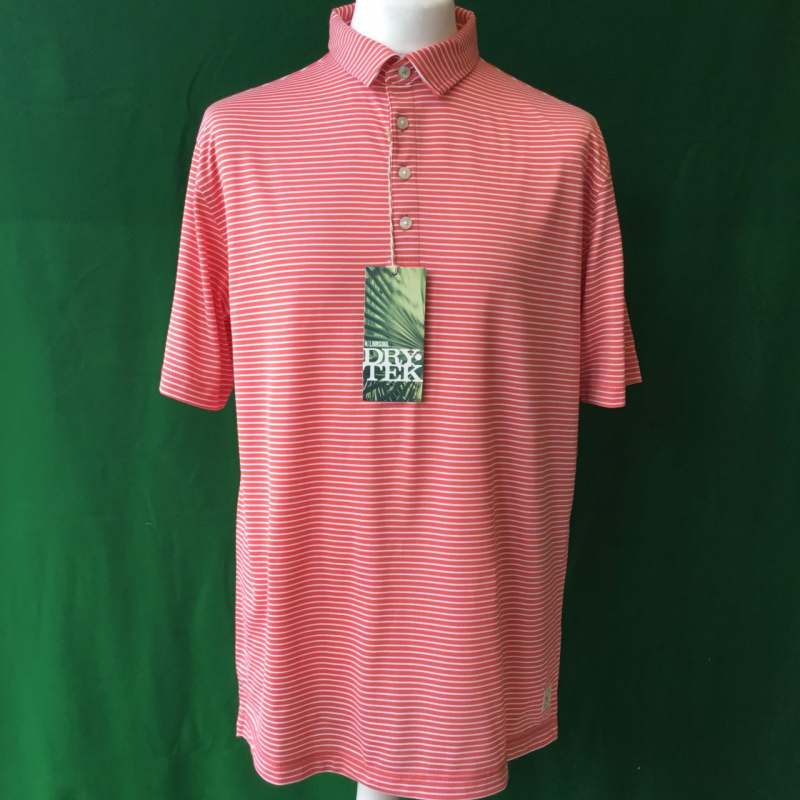 Mens Linksoul Thin Stripe Short Sleeve Papaya Golf Polo - Large - 44" Chest