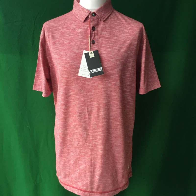 Mens Linksoul Martin Textured Short Sleeve Currant Red Golf Polo - Large - 44" Chest