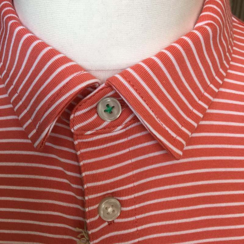 Mens Linksoul Thin Stripe Short Sleeve Papaya Golf Polo - Large - 44" Chest - Image 3