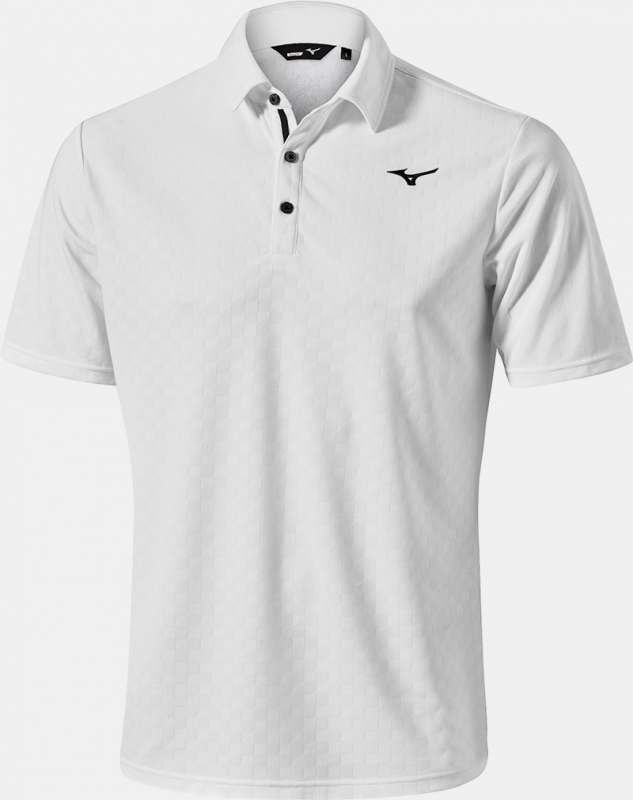 Mizuno Mens Quick Dry Jacquard White Golf Polo - Choose Size