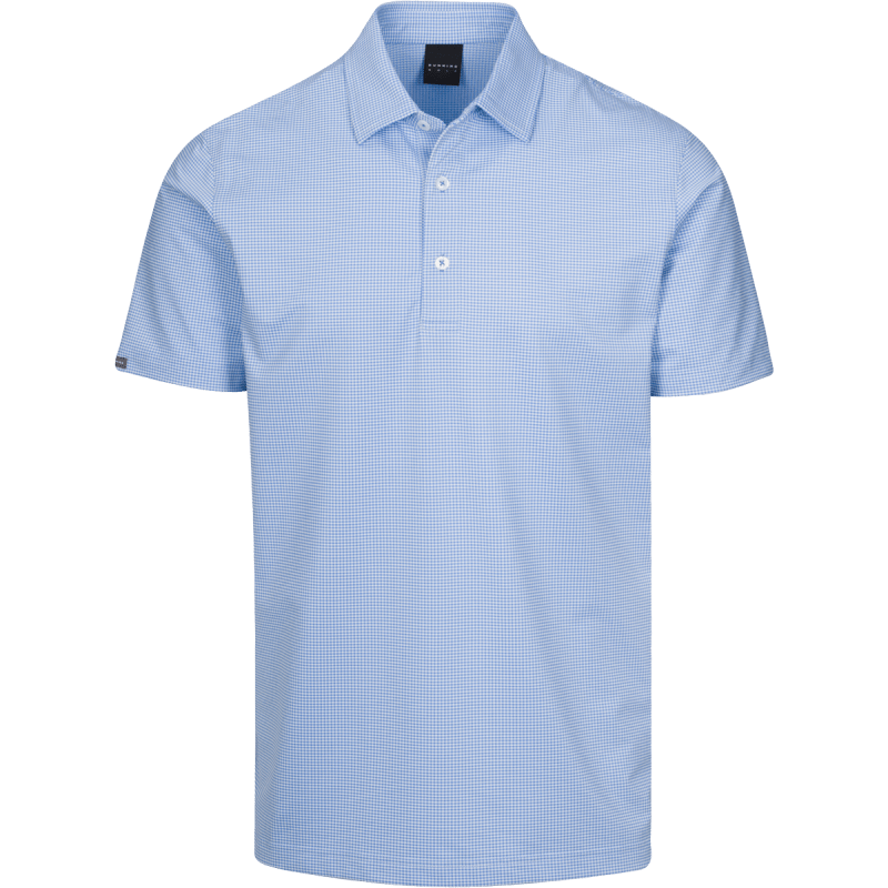 Dunning Golf Farley Jacquard Polo Shirt - Small 40-42" Chest - Surf Blue/White