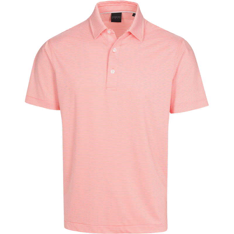 DUNNING HELSBY STRIPE JERSEY POLO 40-42" Chest-Pink Salt/White