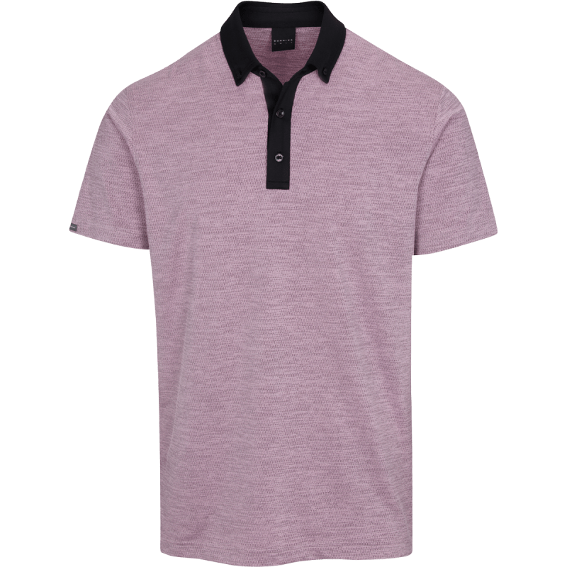 DUNNING MOSLEY JACQUARD PERFORMANCE POLO - 40-42" Chest - Black/Pink Salt