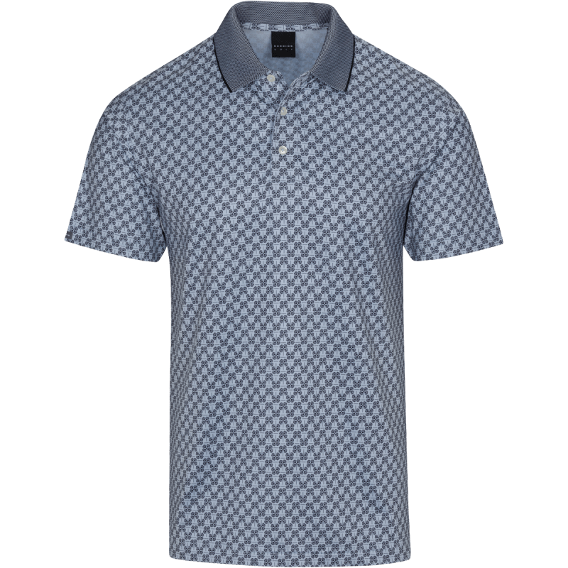 DUNNING LEAF PATTERN POLO 40-42" Chest- OXFORD BLUE/BLACK
