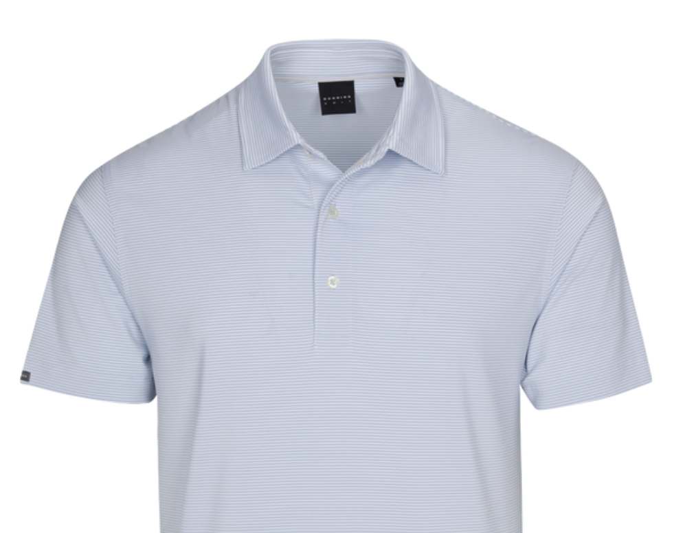DUNNING HELSBY STRIPE JERSEY POLO 40-42" Chest-Oxford Blue/White