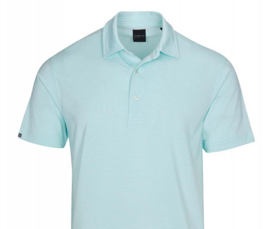 DUNNING HELSBY STRIPE JERSEY POLO 40-42" Chest- Riviera/white