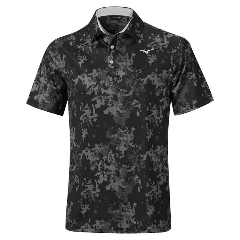 Mizuno Floral Golf Polo Shirt - Medium (38"-40" Chest) - Black