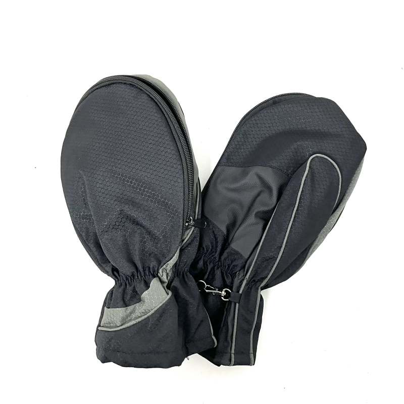 Winter Golf Mittens / Mitts in Black and Grey With Hand Warmer Pouch- Pair
