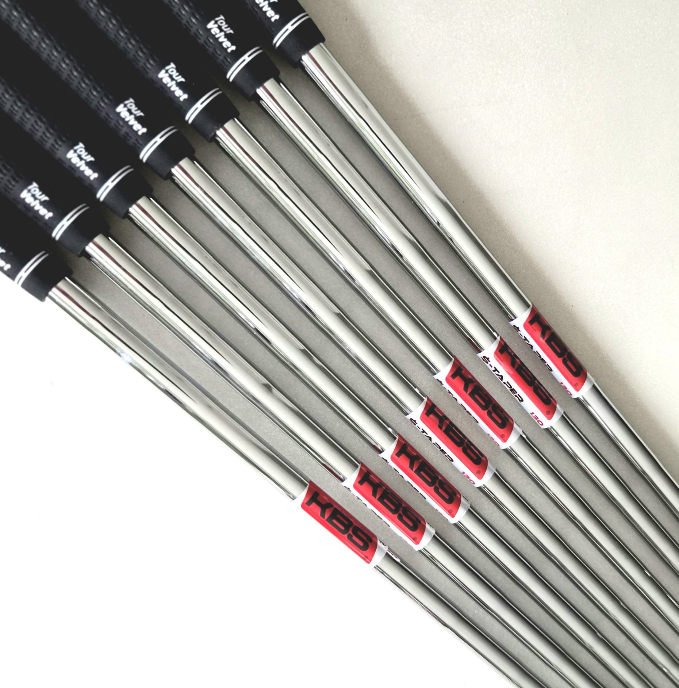 KBS $-Taper 130 X-Stiff Flex Golf Iron Shaft Set #4-P/W (7 shafts) - Professionally Pulled